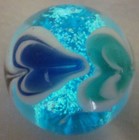 22mm Wave Breaker Blue Hearts Glow In The Dark Handmade Art Glass Marble 7 8 