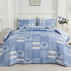  128x120 California King Quilt Sets Oversized King 128x120 Blue Flower Plaids
