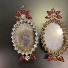 Vintage Rhinestone Bejeweled Oval Picture Frame Set Of 2 4 x2 