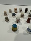 Vintage Thimbles Lot Of 22 Mixed Wood  Porcelain And Metal