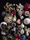 Wow  Vintage Jewelry Rhinestone Clip On Screw Back Huge Single Earrings Lot 80 