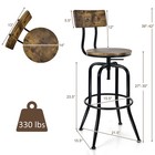 Set Of 2 Industrial Bar Stools Adjustable Swivel Dining Pub Chairs W  Backrest