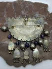 Amethyst And Carnelian Vintage Pendant   Brooch In Israel Sterling Silver 38 9g