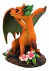 Medieval Fantasy Green Thumb Juicy Peach Dragon Statue Fairy Garden Collectible