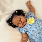 24  Weighted Lifelike Dark Skin Newborn Rooted Hair Girl Pickle Reborn Baby Doll