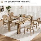 63in Farmhouse Dining Table For 4-6 Rustic Brown Wood Thick Top Sturdy Legs