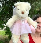 Vintage 1998 Avon Angel Wings Teddy Bear Pink Dress 12  Plush Stuffed Animal Toy