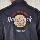 Hard Rock Cafe Tokyo Save The Planet Black Leather Jacket Size L