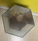Vintage Hexagon Tabletop Display Case Dome Wood   Glass Curio Traditional