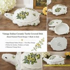 Vintage Ceramic Turtle Covered Dish-hand Painted Floral Trinket Box Cottage Core