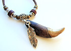 1-3 4  Wolf Tooth Pendant Necklace Jewelry - Unique With Bead Accents