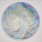 Peacock Glass Reverse Painted Art Plate 12  Round Platter Vtg Bird 