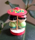 Vtg Miniature Wooden Kokeshi Doll Pair Umbrella Handmade Unique Htf 2 