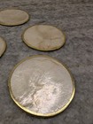 Set Of 7 Vintage Mother Of Pearl Coasters Cork Backed