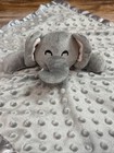 Pro Golem Gray Elephant Lovey Security Baby Blanket Minky Dot Satin Trim 16x16