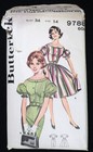 Vtg 1960s Butterick 9788 Lantern Sleeve Slim Full Skirt Dress Sewing Pattern 14