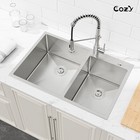 Cozy Stainless Steel Kitchen Sink  33  Double Bowl Brush Nickel Overmount