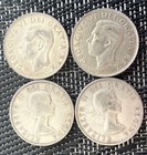 1951 - 54  Canada  Set 4 - 50 Cent 80  Silver Coins  George Vi To Elizabeth Ii