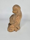 Vintage Hand-carved Wooden Statue Of The Laughing Buddha 7  Tall