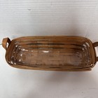Longaberger Handwoven Basket W  Leather Handles   Plastic Liner     Signed 1990