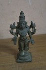 Antique Vintage Indian Bronze Sculpture Of Hindu Deity Narayana Vishnu 4 
