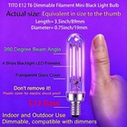 Length  3 5 Inches  Diameter  0 75 E12 T6 Dimmable Candelabra Black Light   