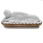 Vintage Chinese Buddha Ink Tray Calligraphy Lid Ceramic Figurine Scholar s Tool