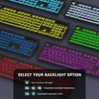 Large Print Wireless Keyboard And Mouse  7 Colors Backlit Keyboard  Oversize    