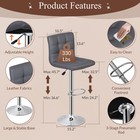 Set Of 2 Adjustable Bar Stools Pu Leather Modern Dinning Chair With Back Gray