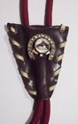 Vtg 1950s Brown Vinyl Horse   Horseshoe Rhinestone Western Cowboy Bolo Tie Slide