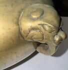 Antique Brass Jardiniere bowl urn Dragon Embossing With Dragon Head Handles
