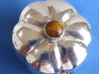 Vtg Mexico Sterling Mexico Stg Silver 12 Tgr Tiger Eye   Pill trinket Box