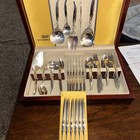 1847 Rogers Bros Flair Silverplate Flatware With Wood Chest Serving 12 Total 69
