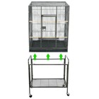 53 Inch Flight Bird Cage Large Wrought Iron Parrot Cage With Rolling Stand Black