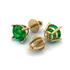 2ct Round Cut Solitaire Stud Earrings - Gemstone - Yellow Gold  Screw Back