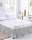 Risqiten Black Striped Queen Bed Skirt 18  Drop Adjustable Elastic Dust Ruffle