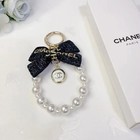 Chanel Handmade Pearls Charm Good Lucky Bow Keychain Gift Key Chain With New Box