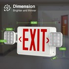 Combo Ul 924 Listed  Red Led  Exit Sign With Emergency Lights  White  120 277vac