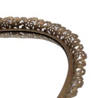 Vtg Filigree Mirror Vanity Tray Gold Floral Chrysanthymum Oval Perfume Tray 9x12