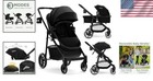 Luxury Foldable Baby Stroller With 360-degree Wheels   Detachable Bassinet