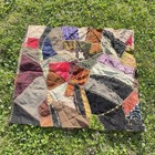 Antique Early Brown Homespun Victorian Crazy Quilt Piece For Projects - Aafa