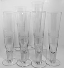 Set Of 6 Etched Pilsner Glasses Architectural Modern Design 