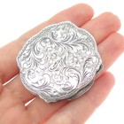 800 Silver Antique Italy Engraved Floral Oxidized Pill   Snuff Box  26