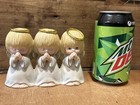 Vintage Christmas Figurine Trio Of Praying Angels Ceramic