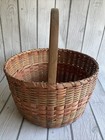 Antique Gathering  egg  Basket Wood Splint Handle Primitive 12 5  X 12  Vintage