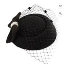 Black Feather Mesh Fascinator Veil Hat Clip Band Wedding Tea Cocktail Party
