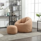 Tan Bedding Bean Bag Sofa Chair High Pressure Foam Bean Bag Chair Footrest