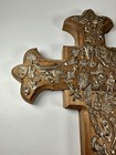 Vintage Mexican Milagros Wooden Cross Rustic Folk Art 12  X 8 5 