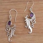 Antique Style 925 Sterling Silver Vintage Elegant Amethyst Dangle Earrings