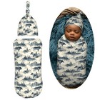 Muishi Wolf And Mountain Newborn Swaddle Blankets Hat Sets Soft Baby Receivin   